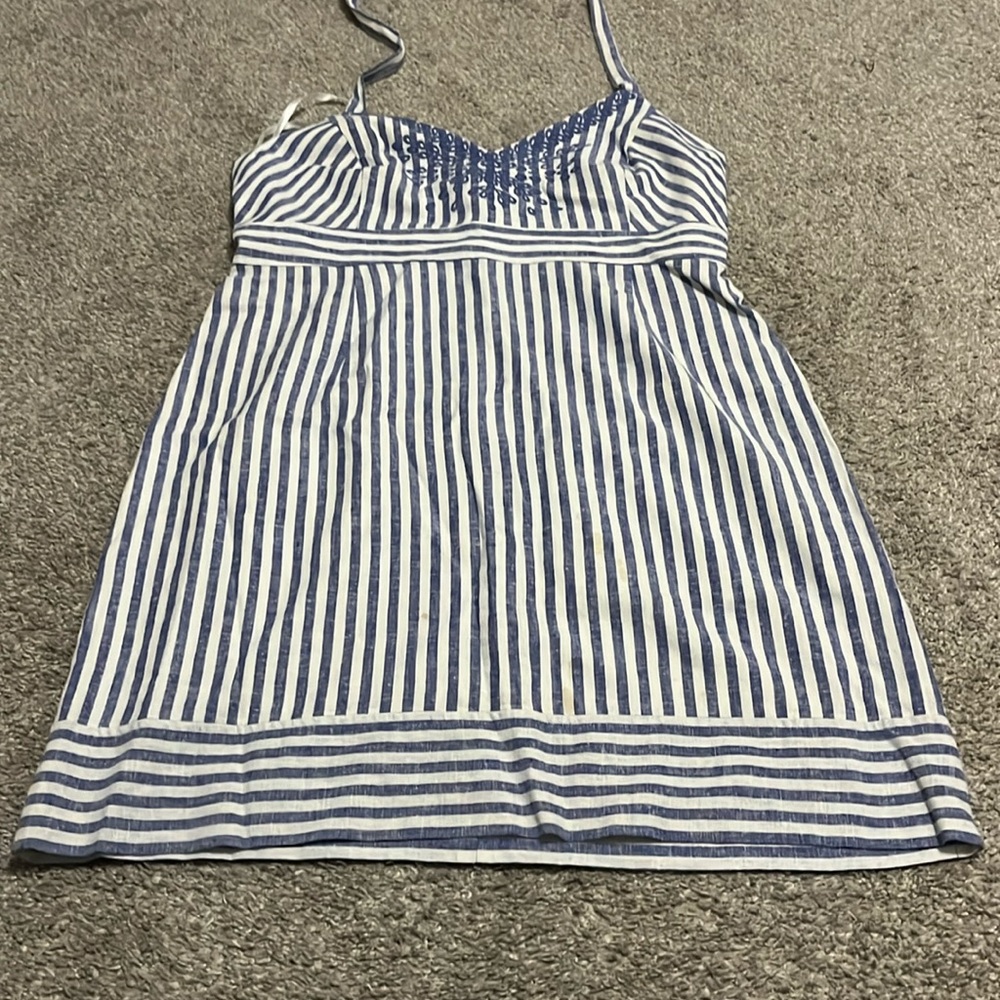 Vineyard Vines size 14 white and blue cotton stripe halter dress